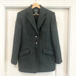 Ralph Lauren Olive Green Blazer Size 8 100% WOOL